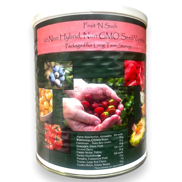 Fruit 'n Such Can of Preparedness Seeds, Survival Prepper | 10 Non GMO Varieties - Picture 2 of 7